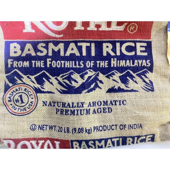 Royal Basmati Rice Empty Burlap Bag With Zip Top 14.5"  x 17.5" - Picture 3 of 6